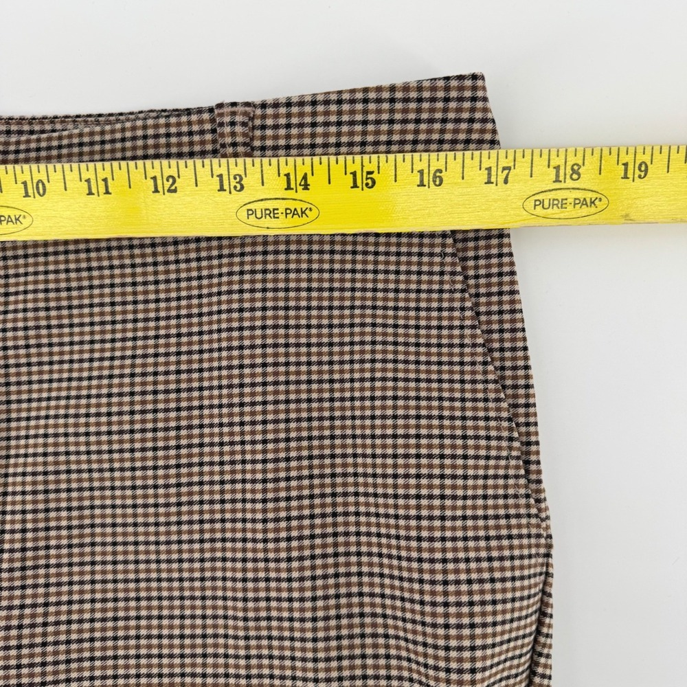 New Rafaella Womens 12 Brown Tan Black Stretch Pull On Ankle Pants Houndstooth - Picture 5 of 7